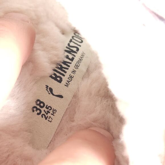 BIRKENSTOCK Women's Arizona EU38 US7 Narrow Pink Suede Shearling Slide Sandals - Picture 11 of 16